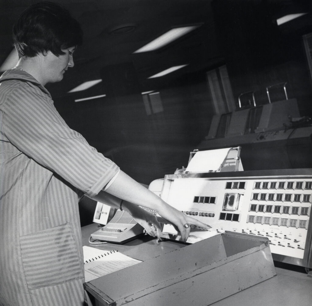A LEO woman operating LEO III equipment